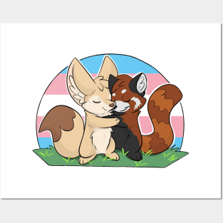 Trans - Fennec Fox + Red Panda Hug Posters and Art